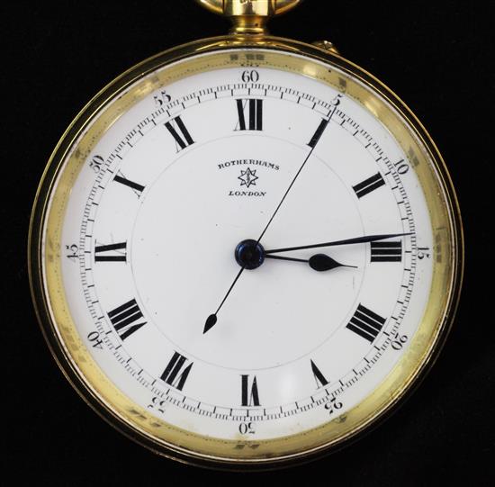 An Edwardian 18ct gold keyless lever pocket watch by Rotherhams, London,